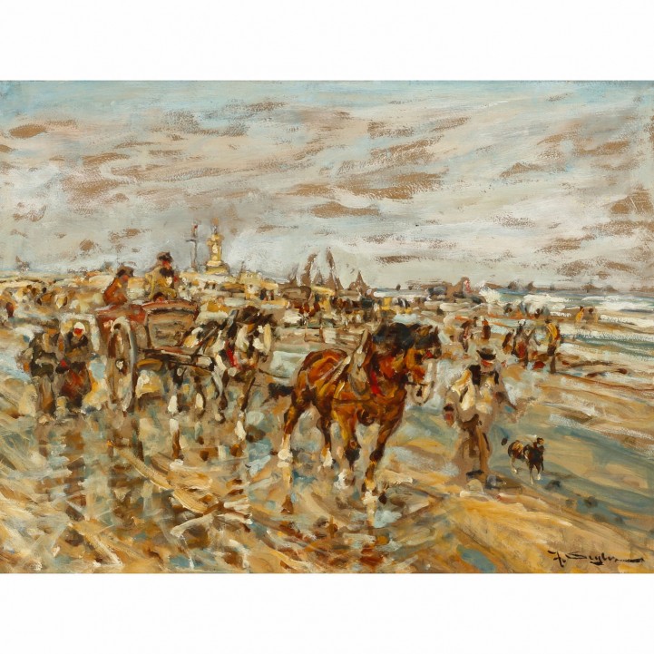 SEYLER, JULIUS (1873-1955), 'Krevettenfischer mit Pferdewagen an der Küste“, 
