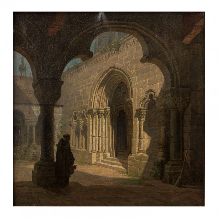 DYER, CHARLES GIFFORD (Chicago/USA 1851-1912 München), "Hof mit Eingang einer Kirche in Bamberg(?)", 