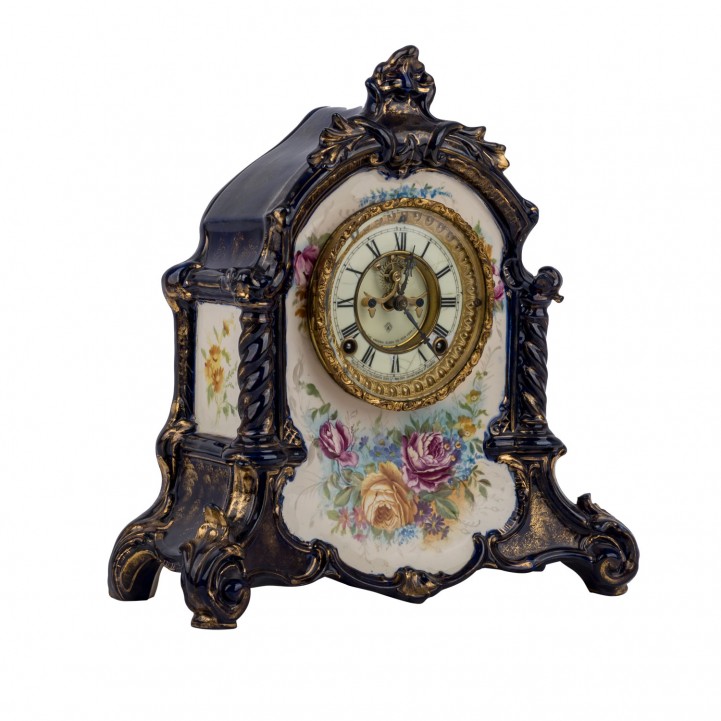 PORZELLAN-PENDULE 'Ansonia Clock Co New-York' 