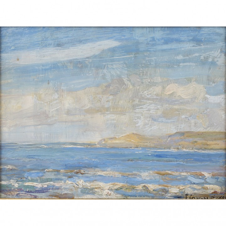 PAINTER/IN 20th c. (indistinctly signed), "The sea in front of a cliff", 