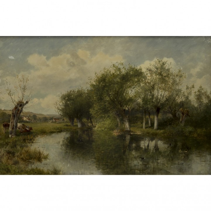 BATES, DAVID (1840/41-1921) "Seelandschaft mit Kühen" 1885 