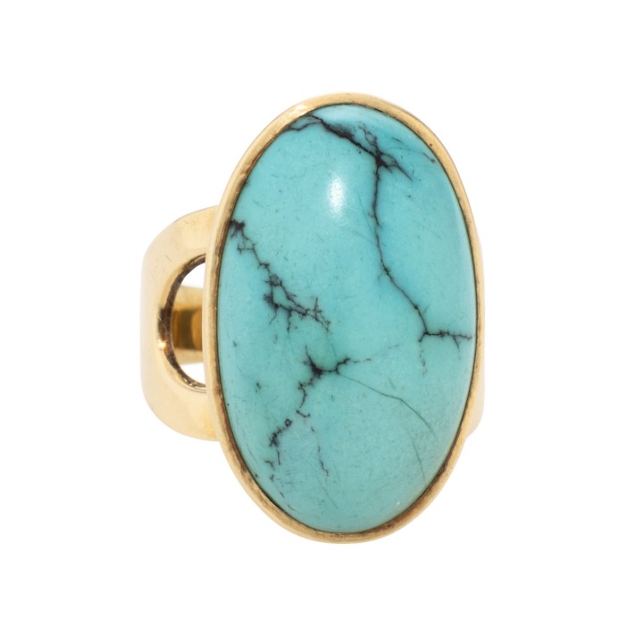 Ring mit ovalem Türkiscabochon 