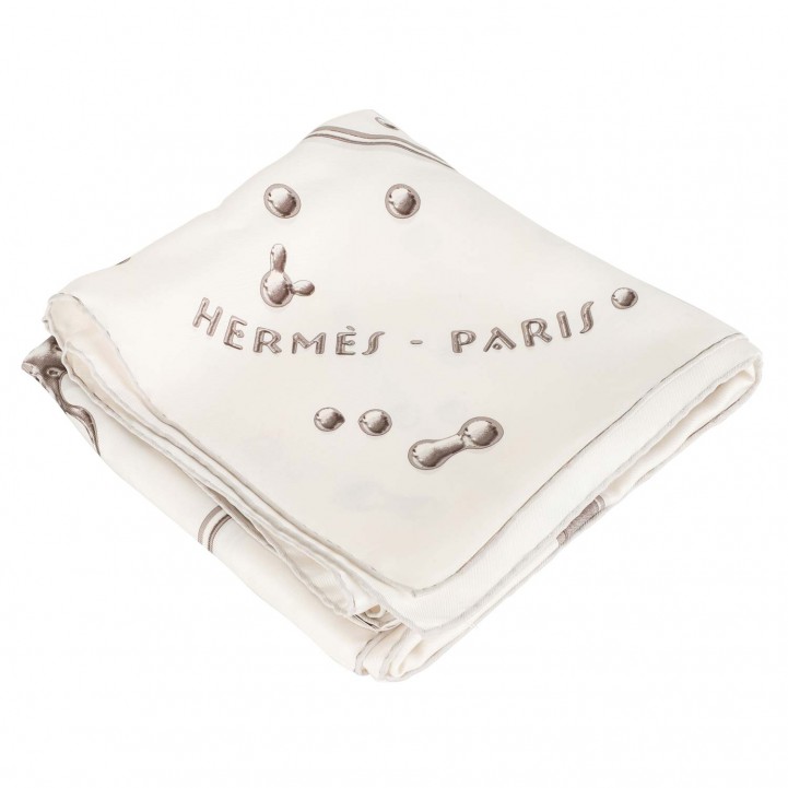 Sold at Auction: Hermes 'Vif Argent' silk scarf, designed in 2007