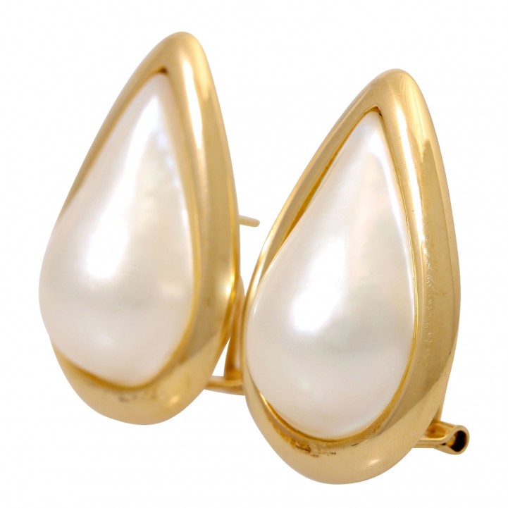 Paar Ohrstecker mit Clip, 2 Mabe-Perlen, | Eppli Online Shop