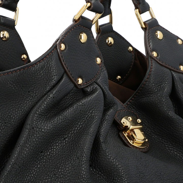 Louis Vuitton Tasche Muria Mahina schwarz silber mit braunem
