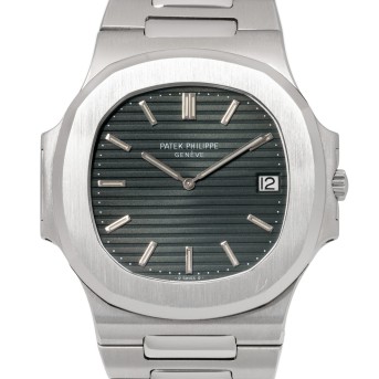 PATEK PHILIPPE PATEK PHILIPPE Vintage Nautilus Jumbo 'Tropical Greenish' Herrenuhr, Ref. 3700/1. Mit seltener Korkbox und Archivauszug.