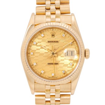 ROLEX ROLEX Vintage Datejust 36 seltene 'Chevrolet Diamond Dial' Ref 16018 Herrenuhr mit Papieren.