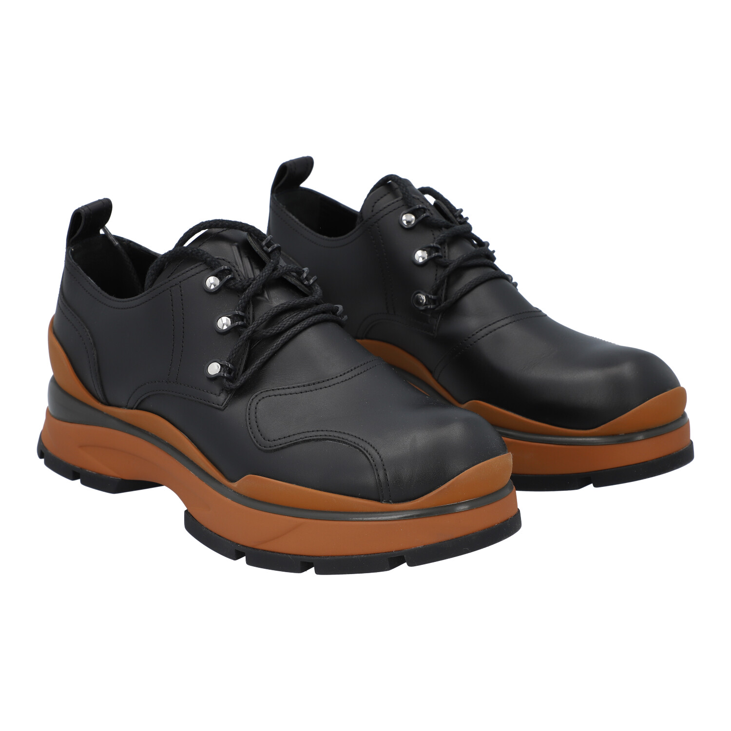 LOUIS VUITTON Calfskin Mens Derby LV Harness Shoes 7.5 Black 949990