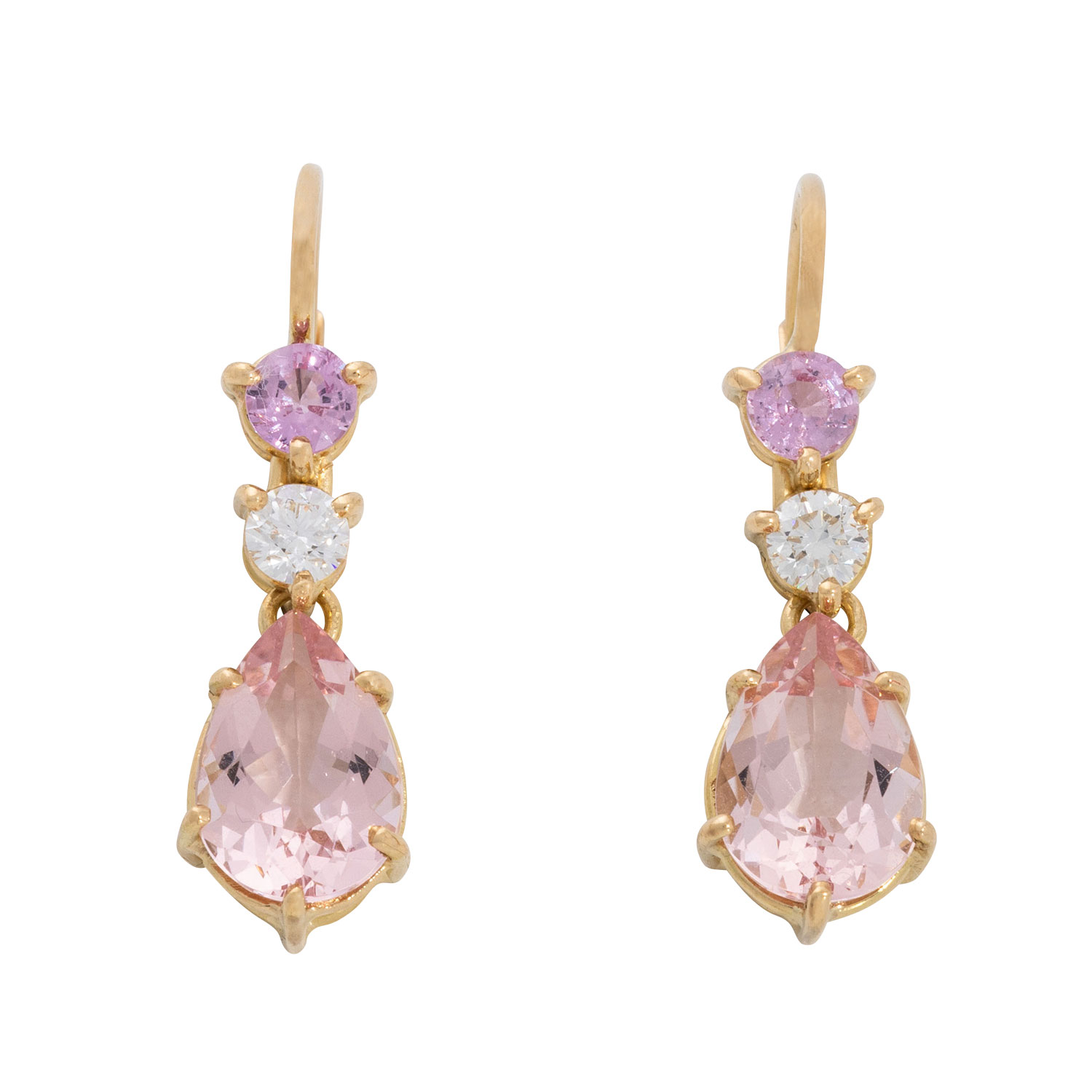 Pink sapphire drop earrings discount